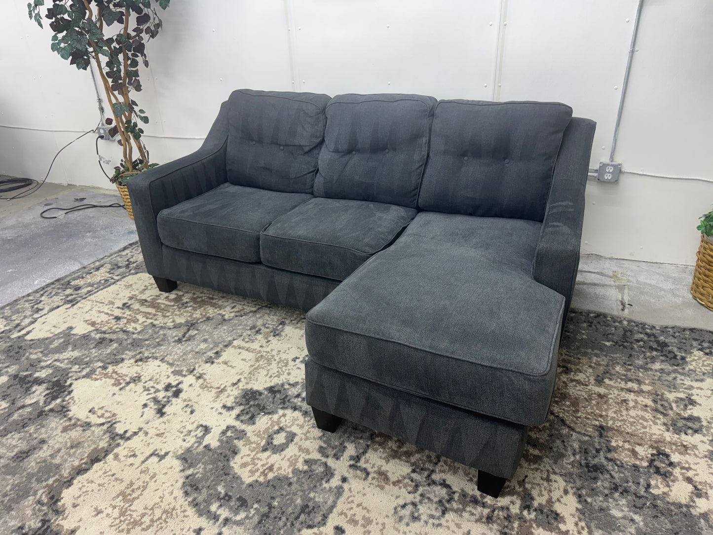 Charcoal Gray Apartment Sectional Couch with Reversible Chaise