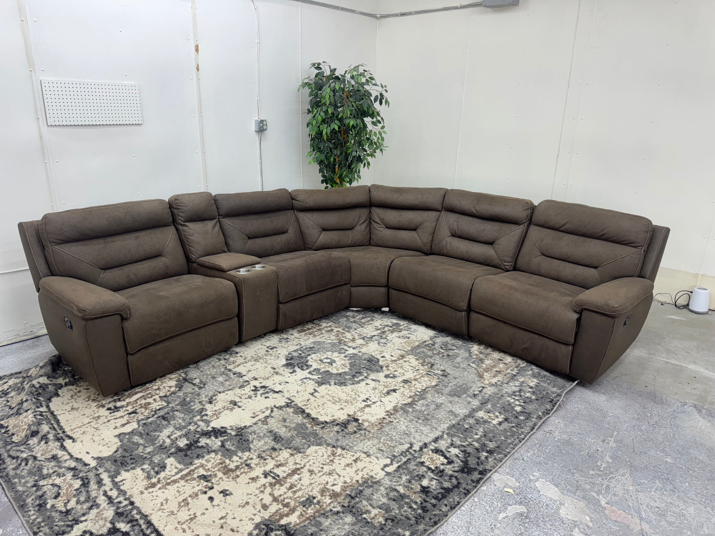 Brown 6 Piece Modular Sectional Couch with 3 Recliners