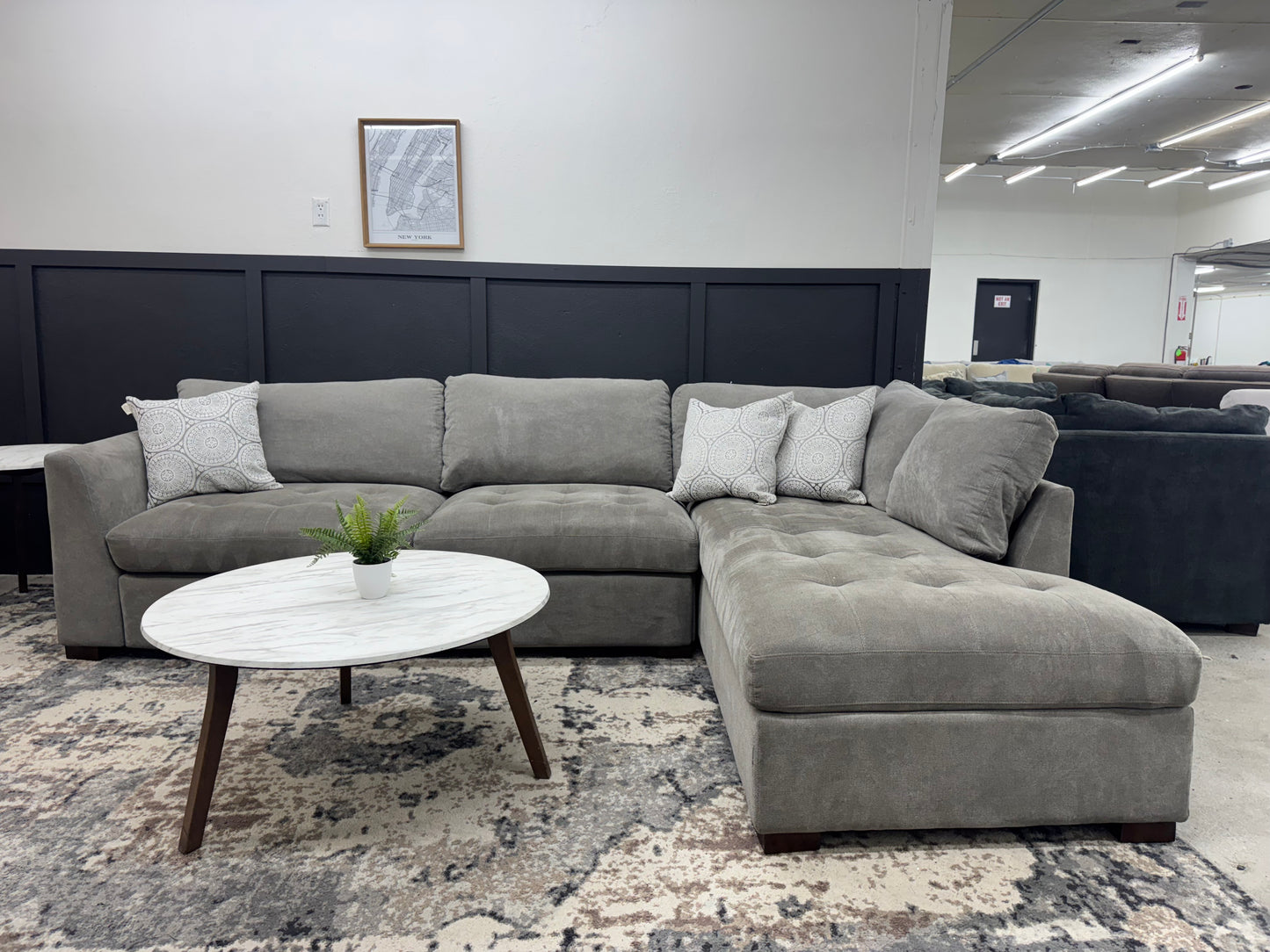 Gray L-Shaped Sectional with Two Electric Recliners