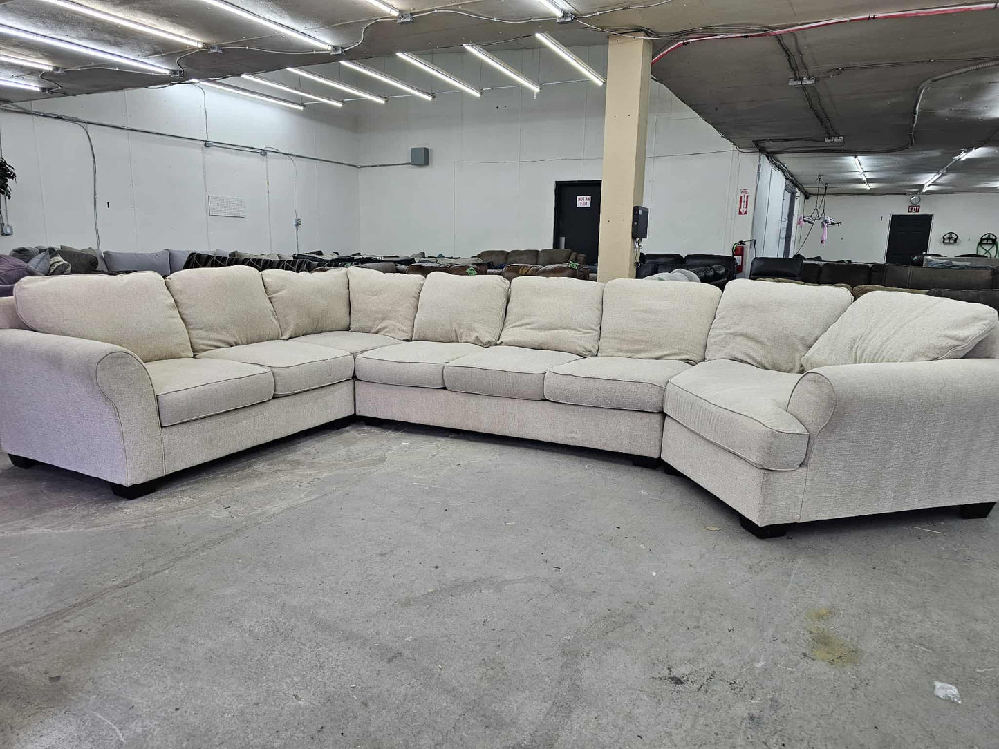 Gigantic Beige U Shape Sectional Sofa with Cuddler