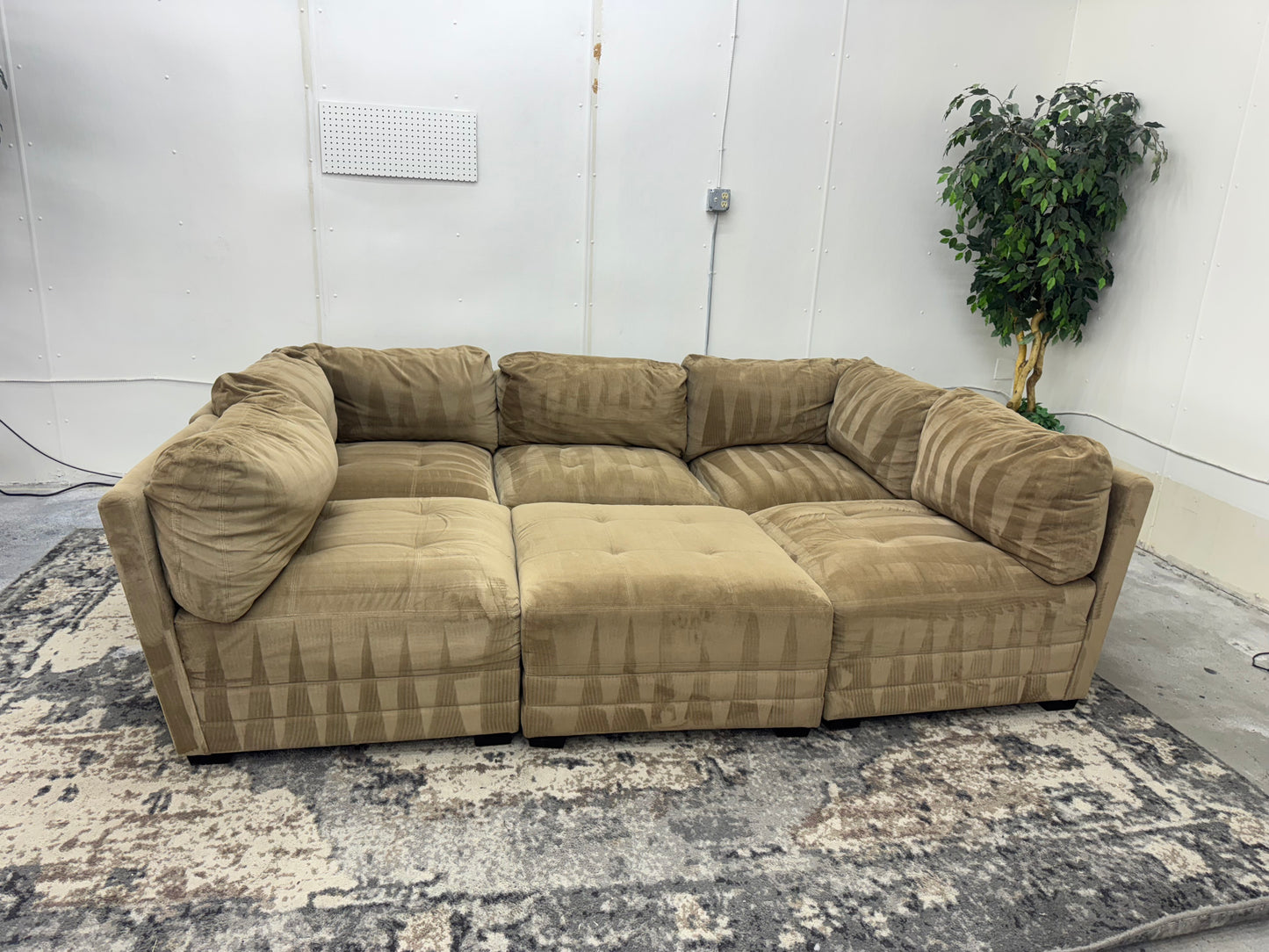 Tan Modular 7 Piece Boho Sectional Sofa