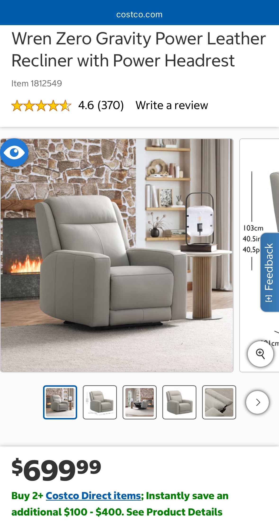 Simon Li Wren Leather Power Reclining Sofa & Zero Gravity Recliner