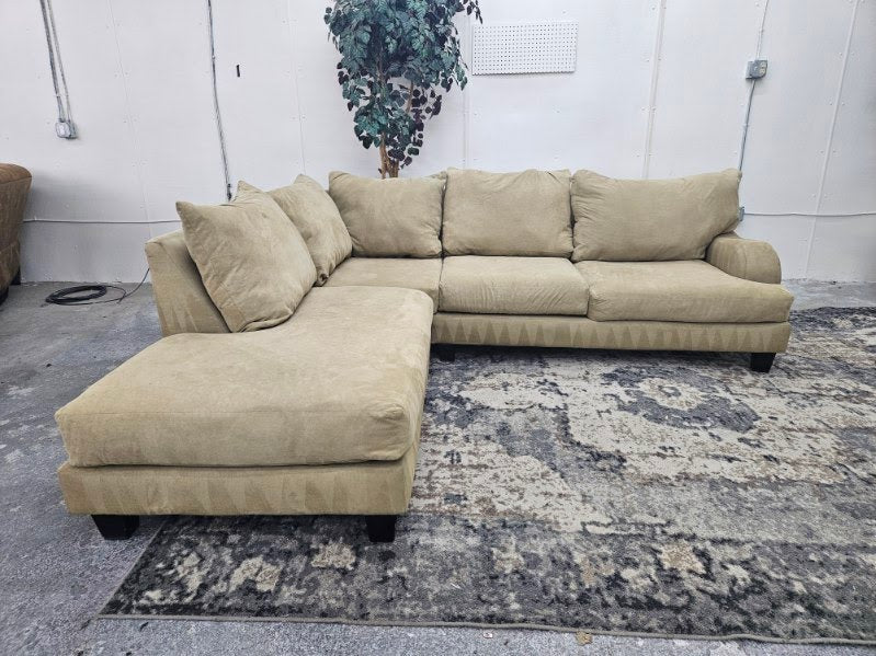 Beige / Tan L Shape Sectional Couch with Chaise