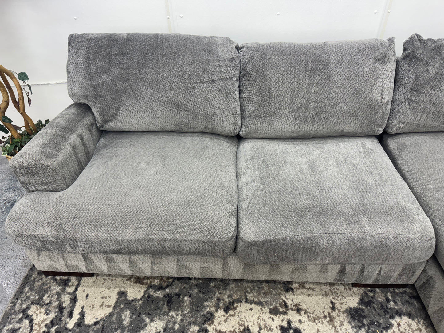 Plush Gray Sofa with Chaise