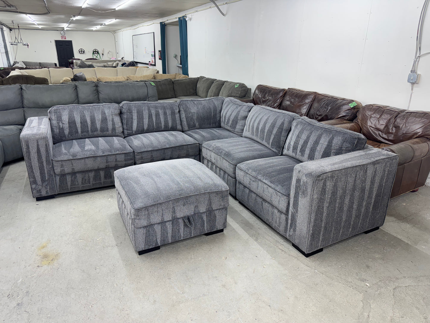 Dark Gray 6 Piece Modular Sofa with Storage Ottoman