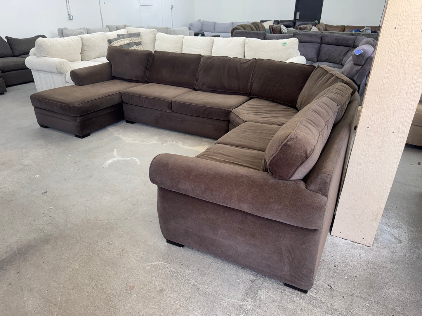 Huge Brown U Shape Sectional Couch with Chaise