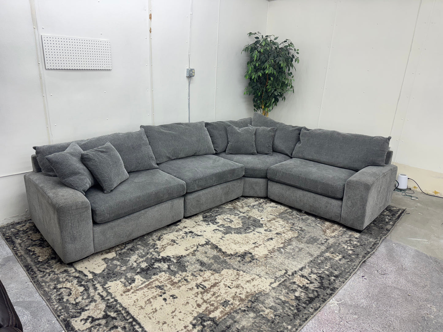 Gray Modular 4 Piece L Shape Sectional Couch