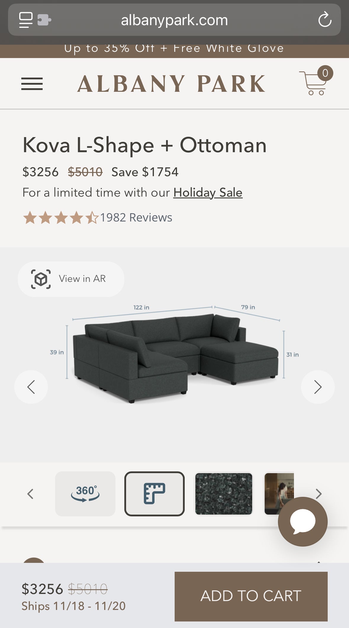 LIKE NEW Modular 5-Piece Albany Park Kova Sectional