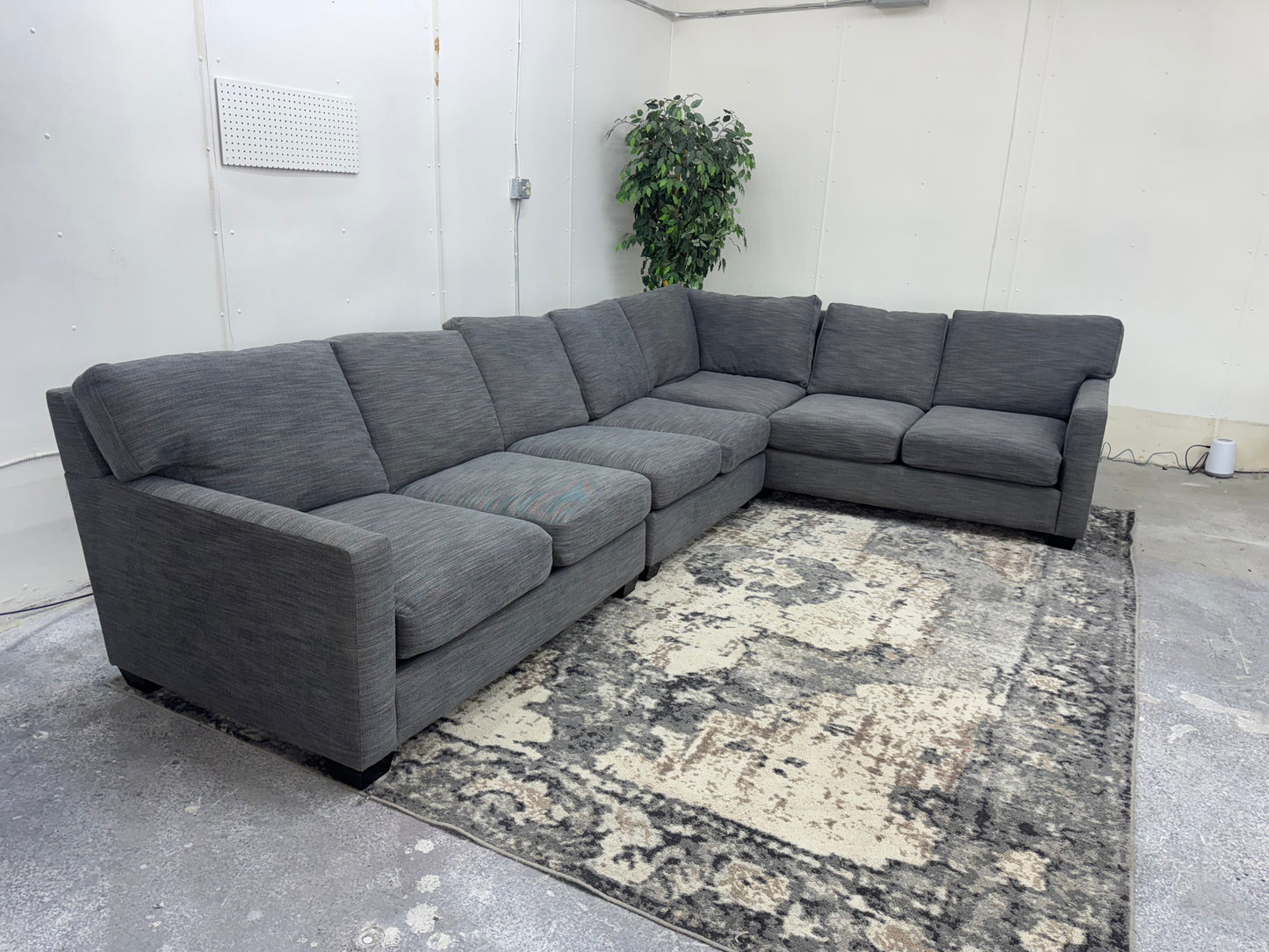 Huge Gray Mid Century Modern L Shape Sectional Couch