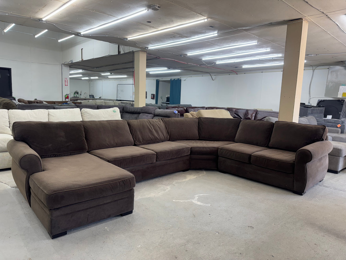 Huge Brown U Shape Sectional Couch with Chaise
