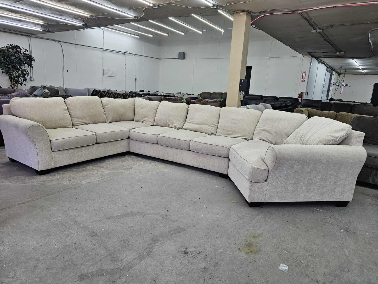 Gigantic Beige U Shape Sectional Sofa with Cuddler
