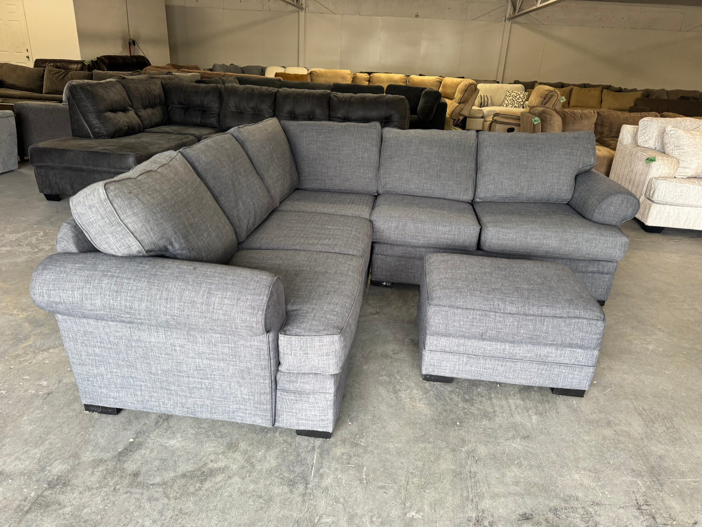 Gray L Shape Sectional and Ottoman