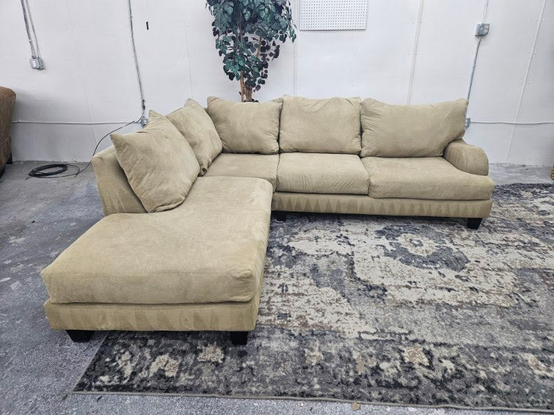 Beige / Tan L Shape Sectional Couch with Chaise