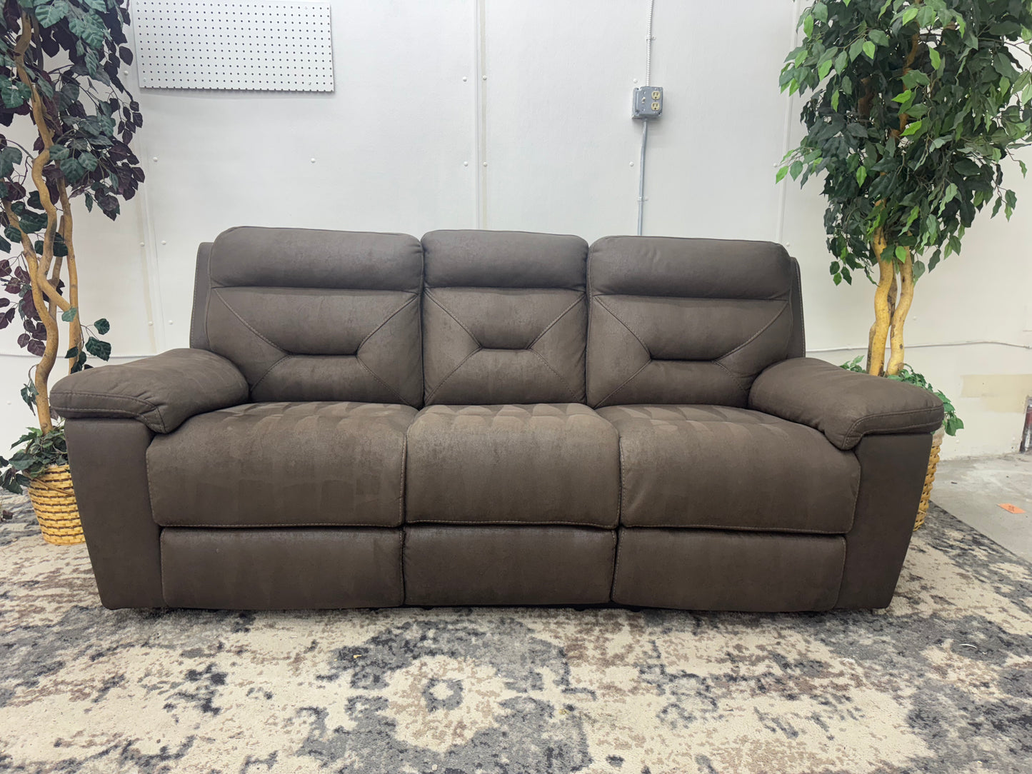 Brown Microfiber Electric Reclining Couch