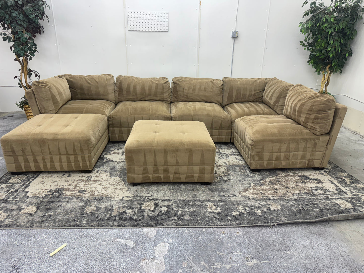 Tan Modular 7 Piece Boho Sectional Sofa