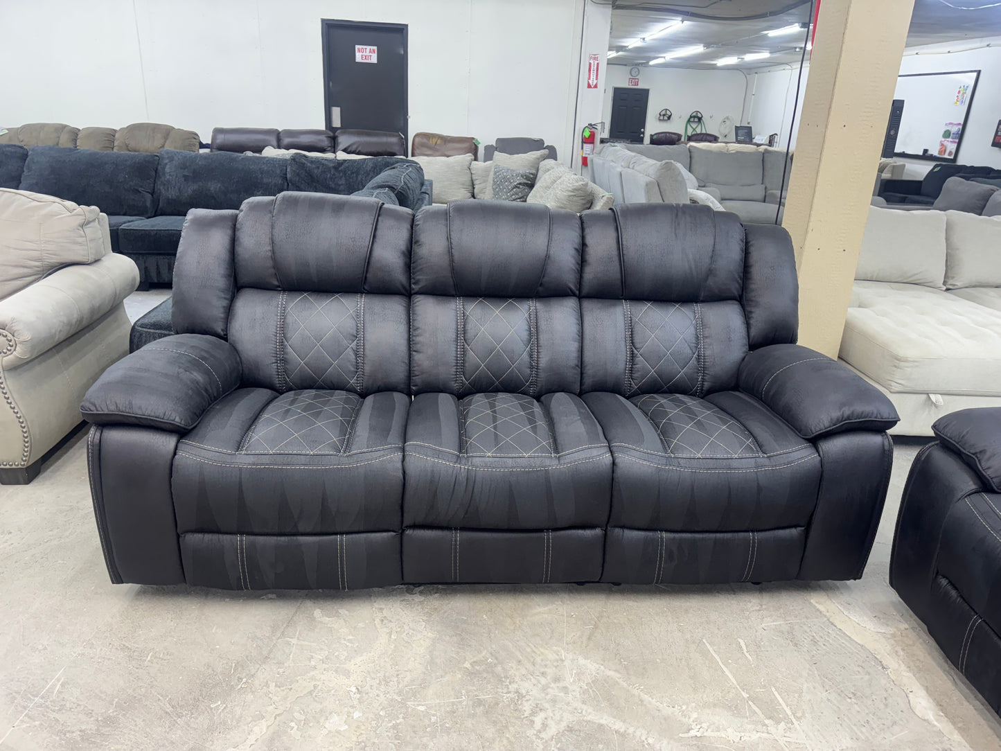 Black Microsuede Reclining Sofa
