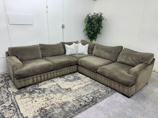 Gorgeous Taupe Deep-Seated Cindy Crawford Down-Filled Sectional Sofa