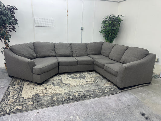 Tweed Gray L Shape Sectional Sofa with Cuddler