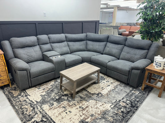 Large Gray Sectional Couch with Dual Recliners