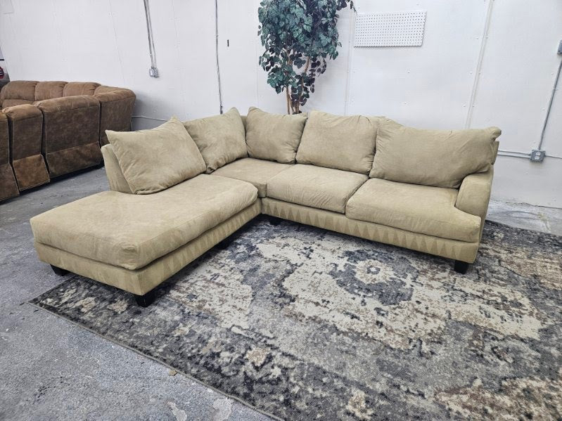 Beige / Tan L Shape Sectional Couch with Chaise