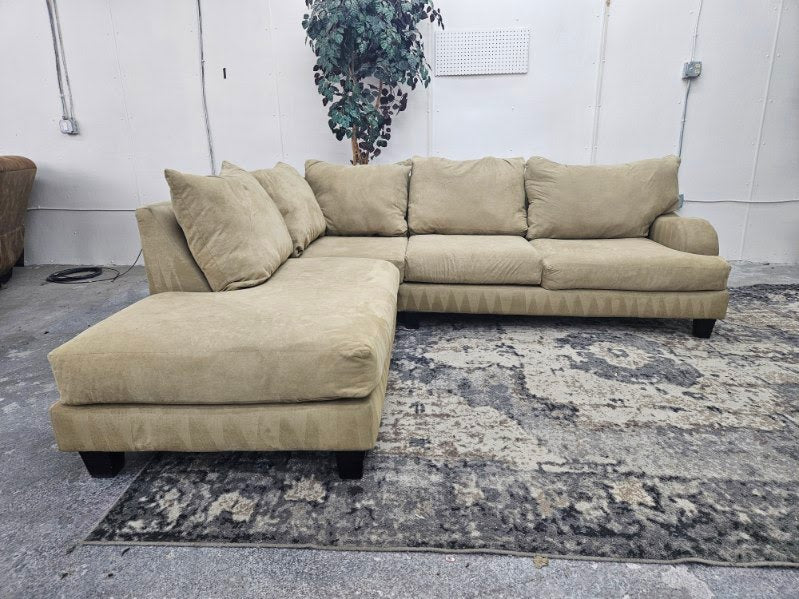 Beige / Tan L Shape Sectional Couch with Chaise