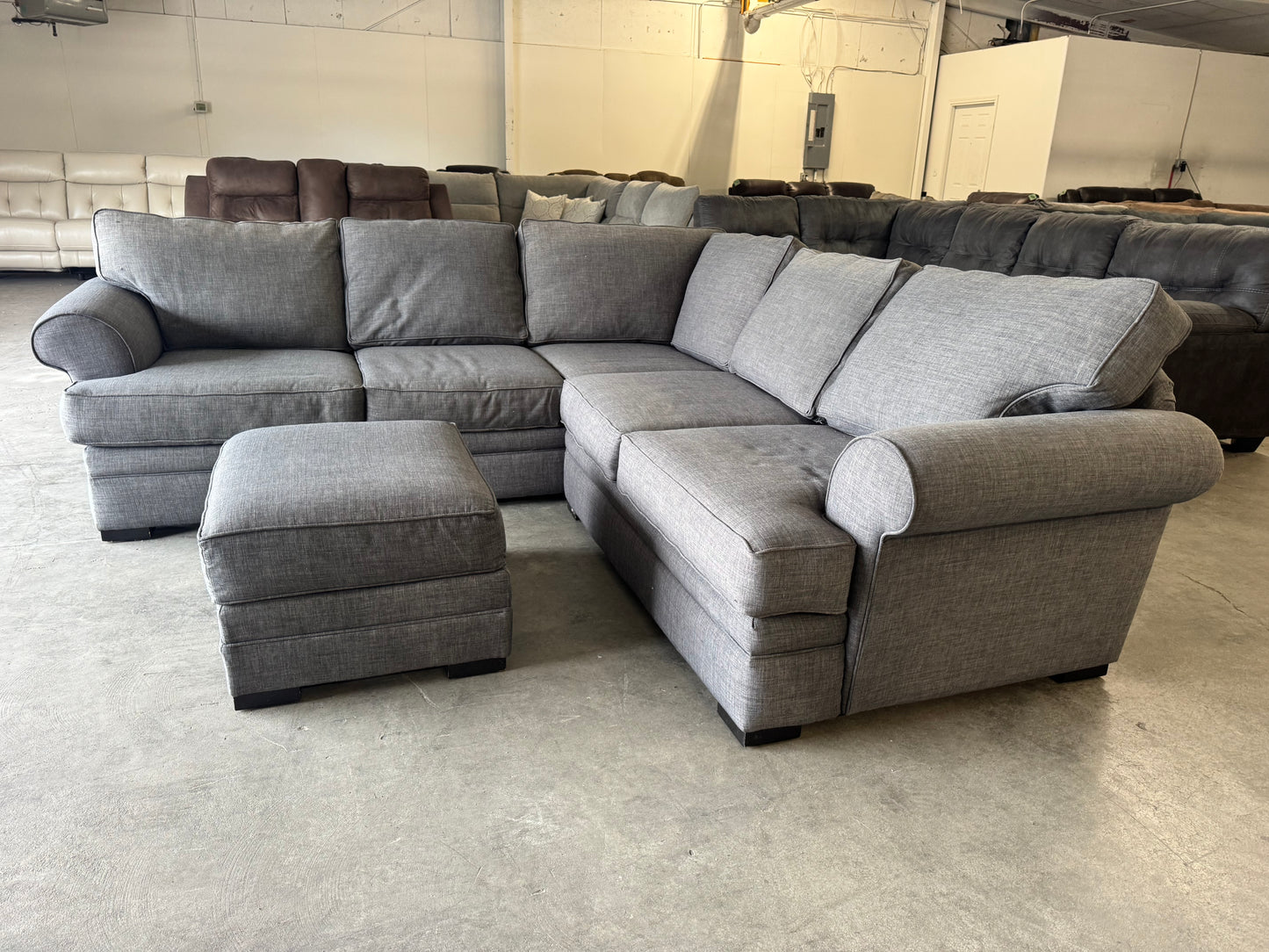 Gray L Shape Sectional and Ottoman