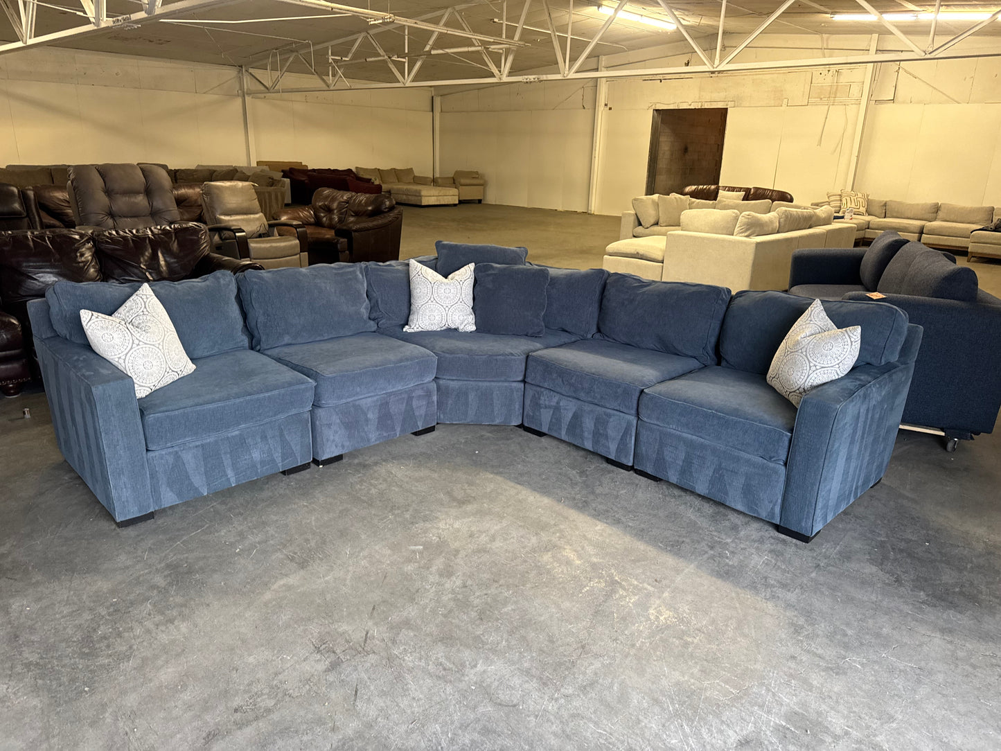 Macy’s Radley Navy Blue 5-Piece Fabric Sofa