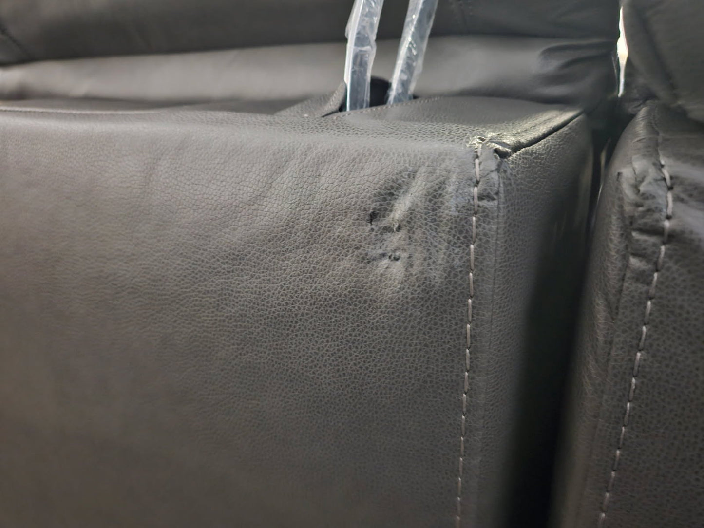 Charcoal Gray Leather 6-Piece Modular Sectional with 3 Power Recliners & Adjustable Headrests