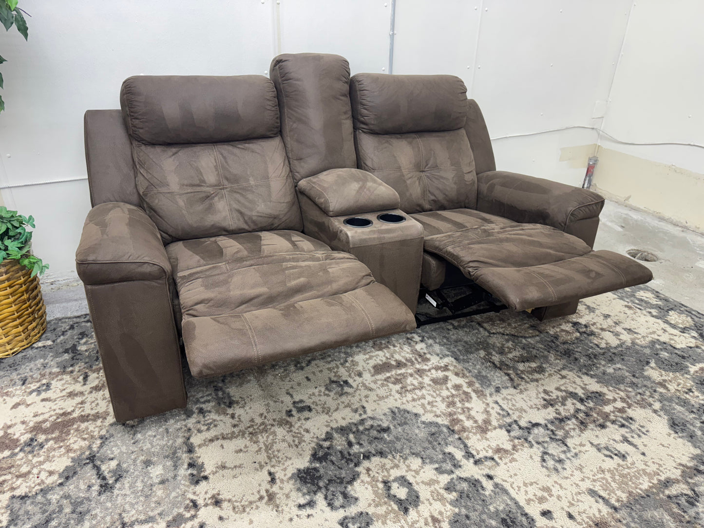 Brown Microfiber Loveseat Recliner