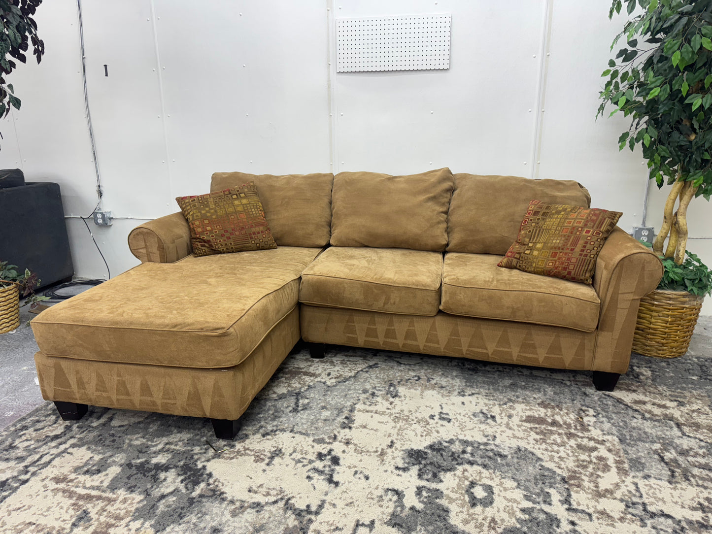 Tan Sectional Couch with Chaise