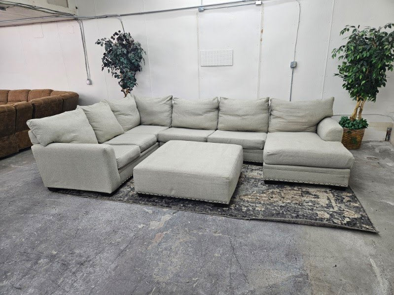 Huge Beige U Shape Sectional with Ottoman