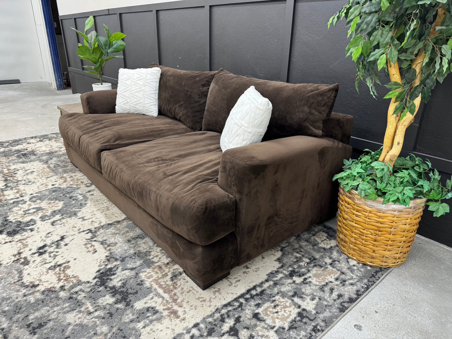 Gorgeous Down-filled Brown Deep Seated Couch