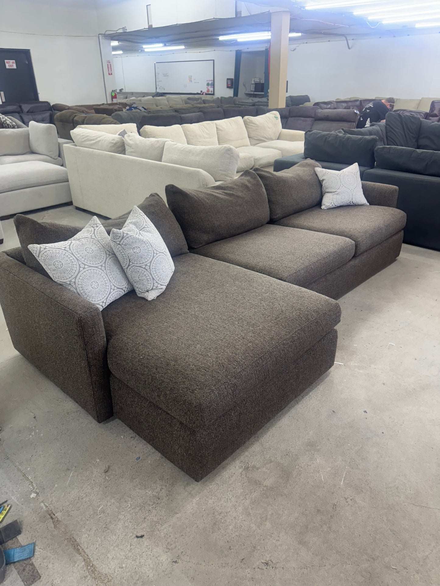 Crate & Barrel Brown L Shape Sectional Couch with Chaise