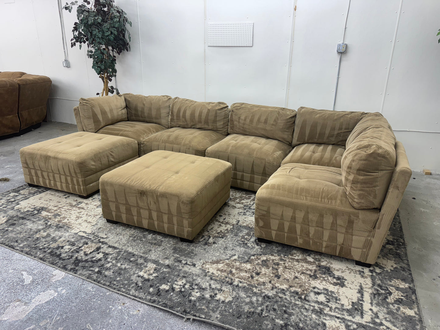 Tan Modular 7 Piece Boho Sectional Sofa