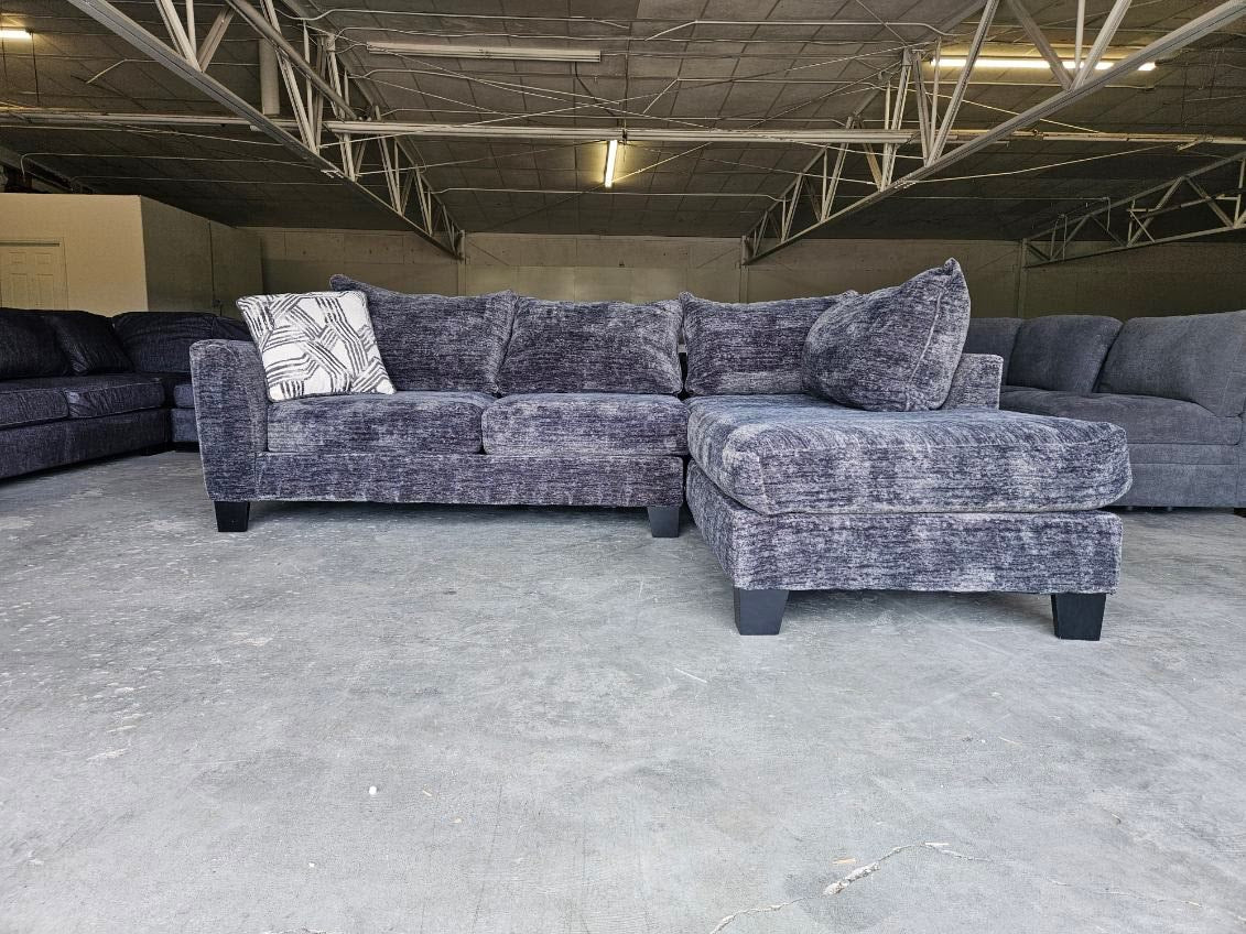Plush Charcoal Gray L-Shaped Sectional