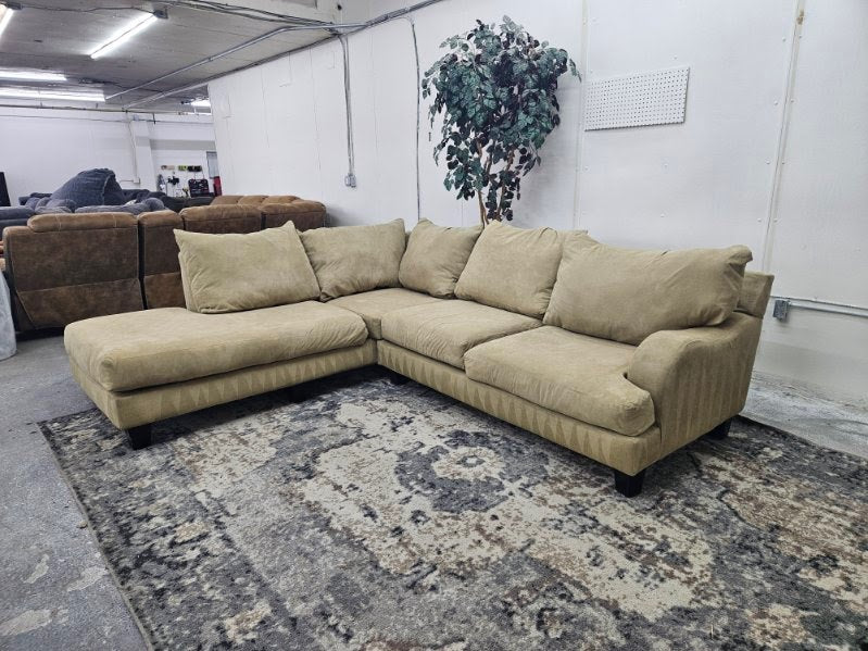 Beige / Tan L Shape Sectional Couch with Chaise