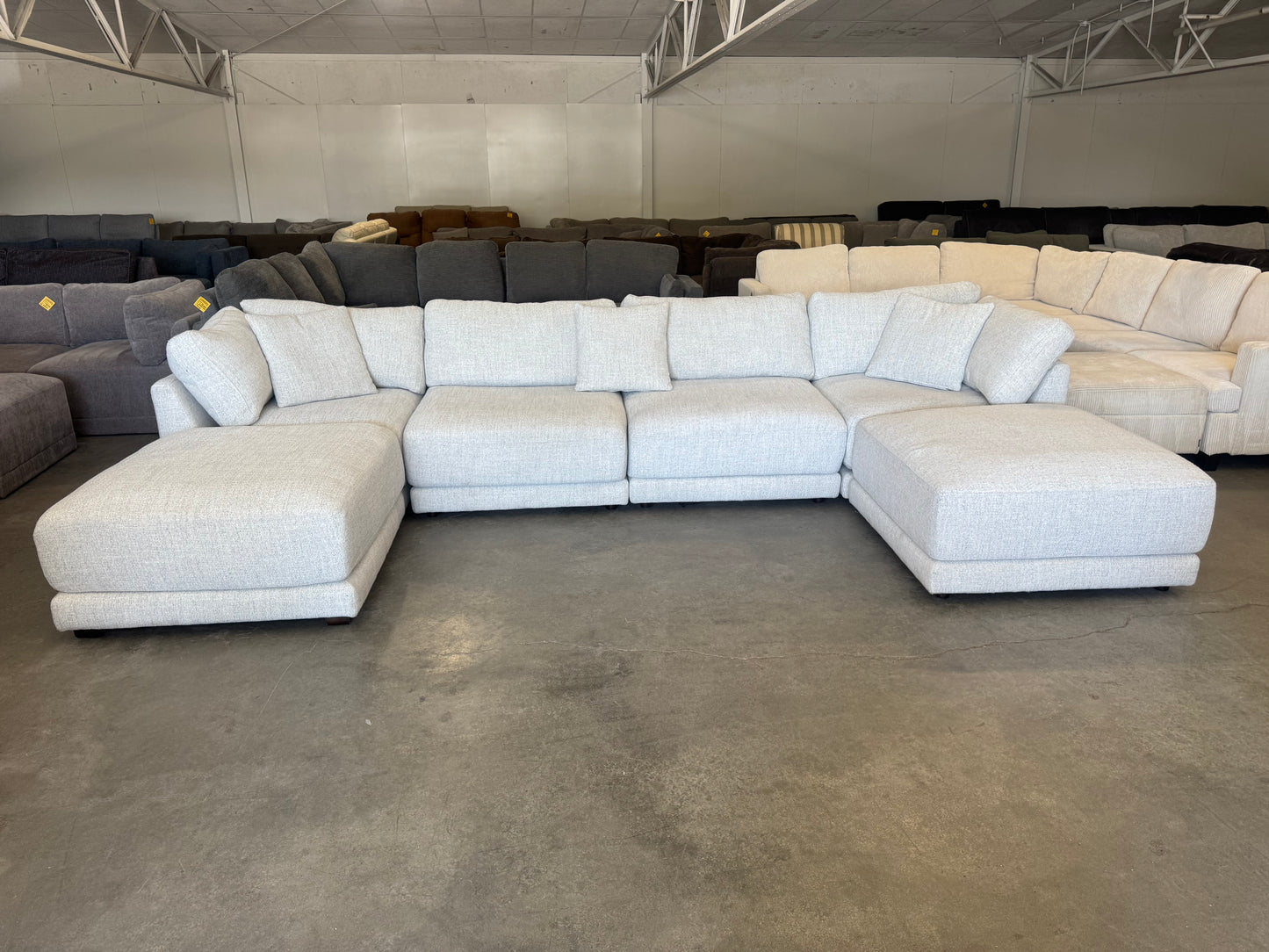 White Modular Cloud Sectional with Dual Ottoman