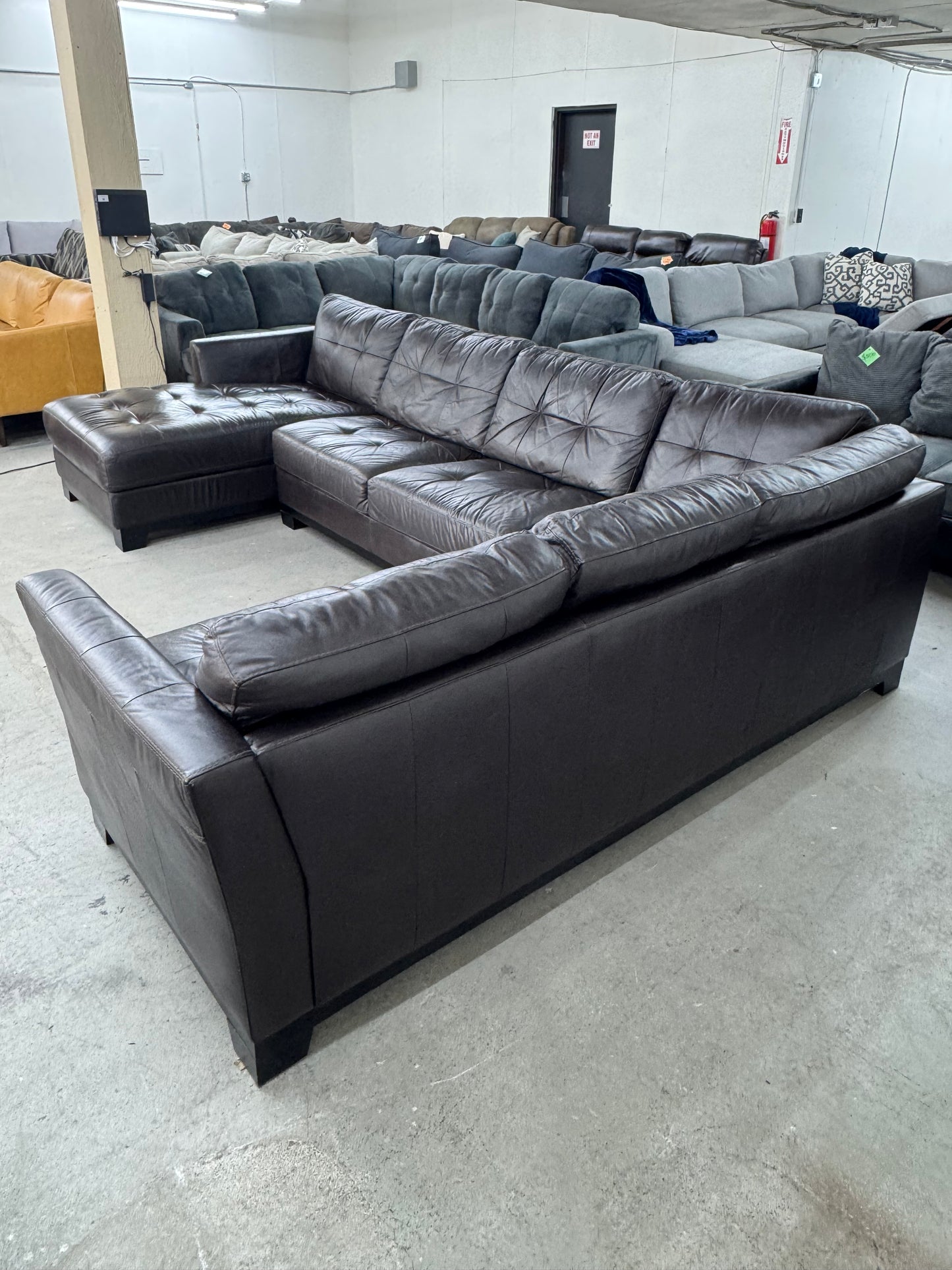 Dark Brown U Shape Leather Sectional Couch