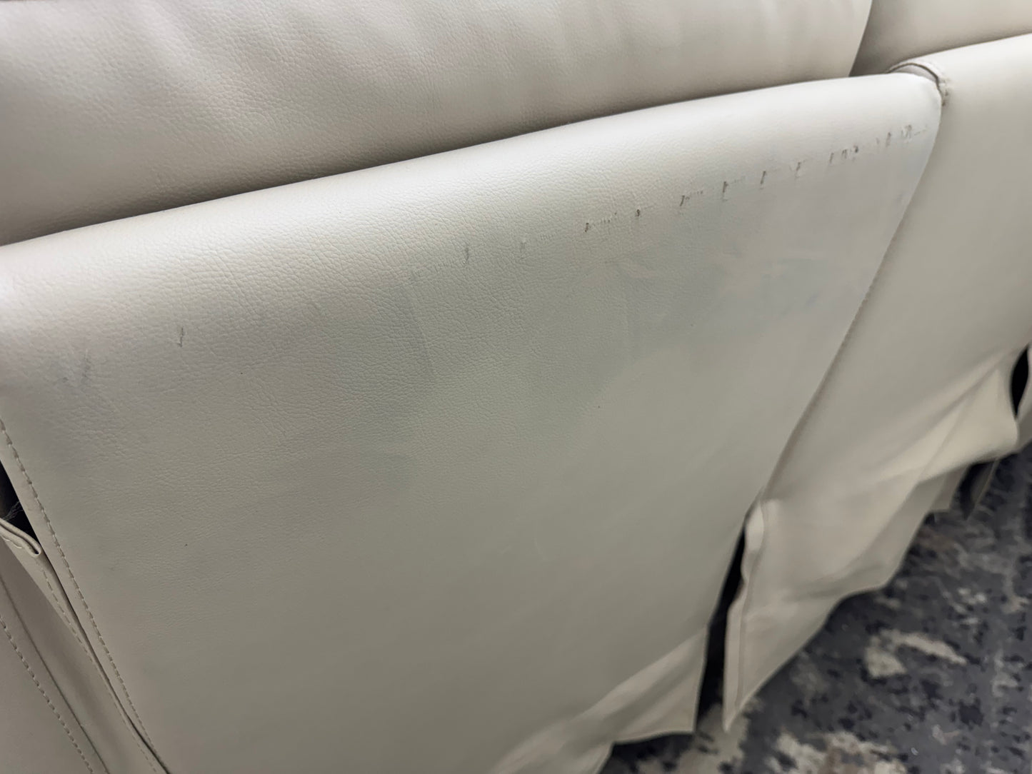 Beige Malibu Leather Power Reclining Sofa with Power Headrests