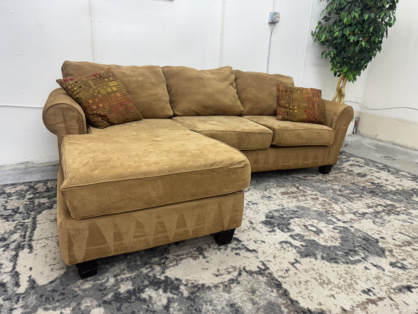 Tan Sectional Couch with Chaise