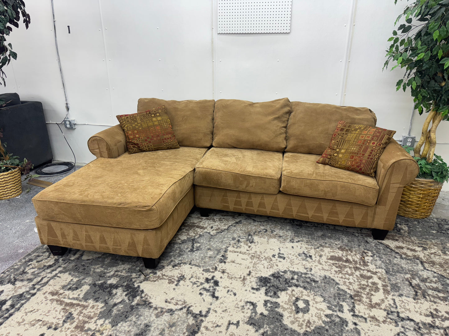 Tan Sectional Couch with Chaise