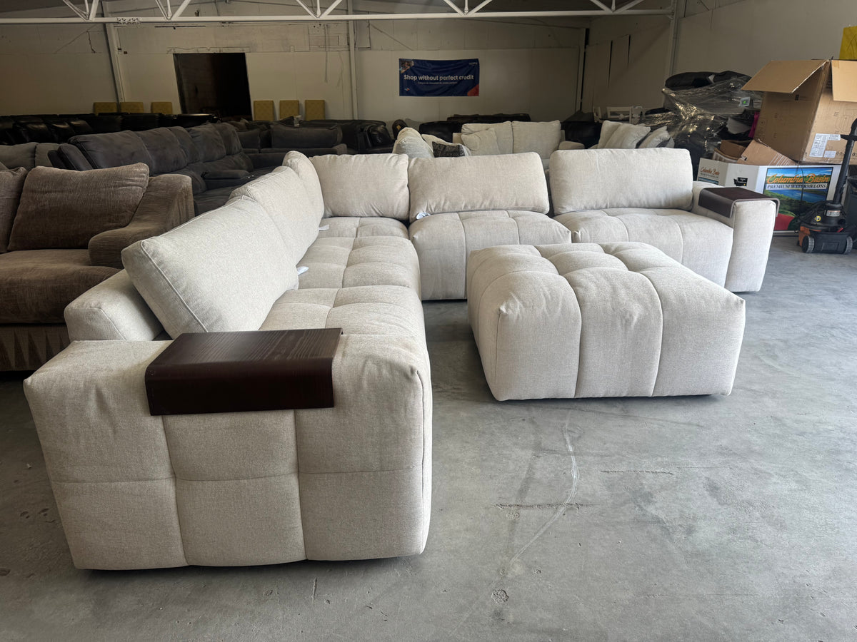 Gorgeous Beige 6-Piece Modular Sectional with Ottoman