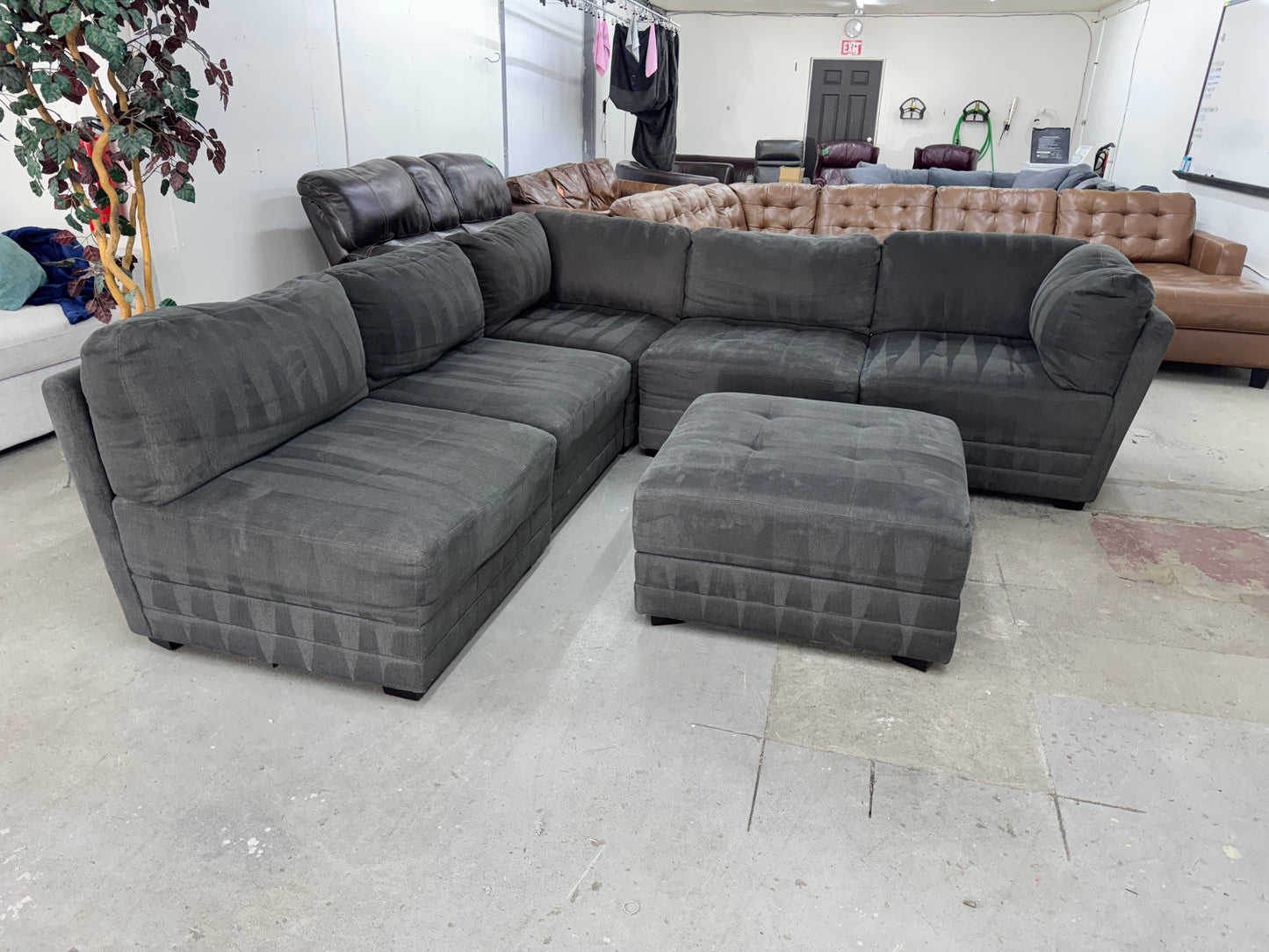 Gray Modular 6-Piece Sectional Couch with Storage Ottoman – Same Day Delivery Available!
