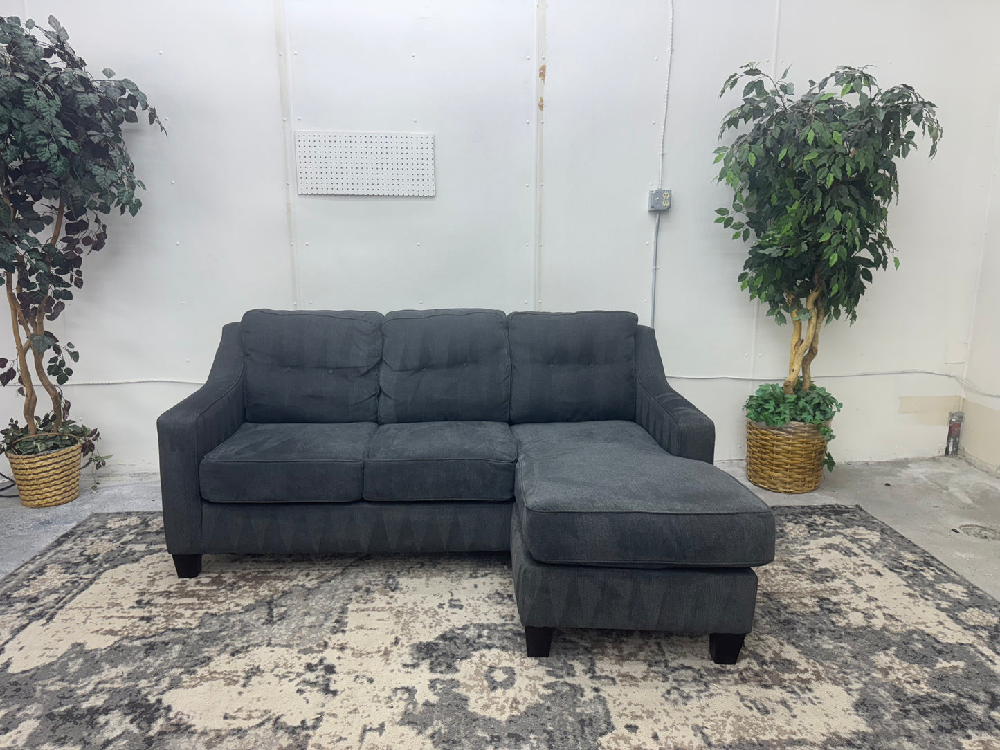 Charcoal Gray Apartment Sectional Couch with Reversible Chaise