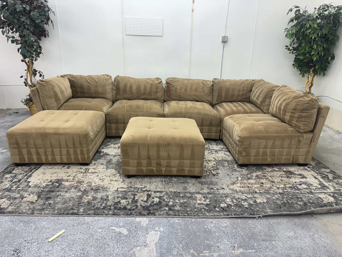 Tan Modular 7 Piece Boho Sectional Sofa