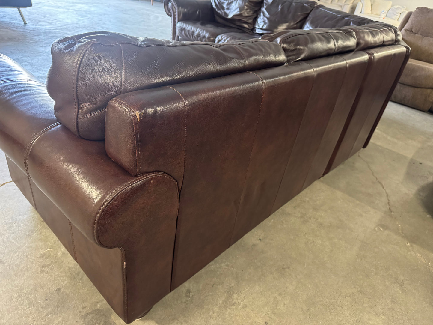 Brown Leather Modular L-Shaped Sofa (Reversible)