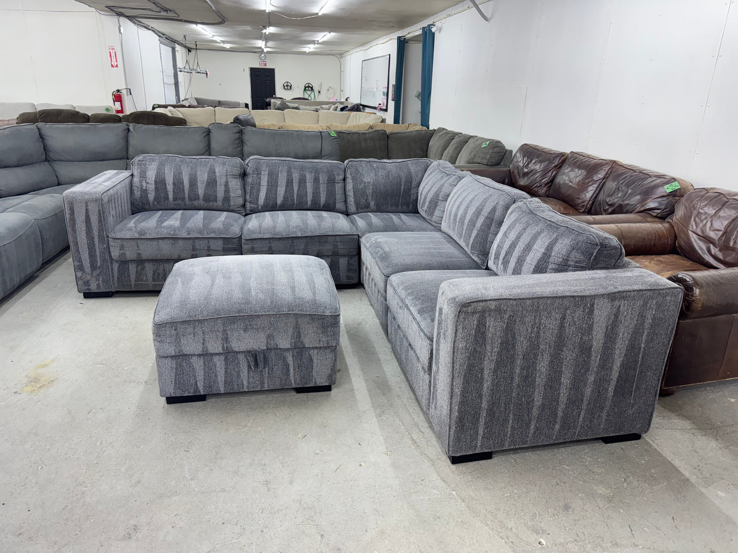 Dark Gray 6 Piece Modular Sofa with Storage Ottoman
