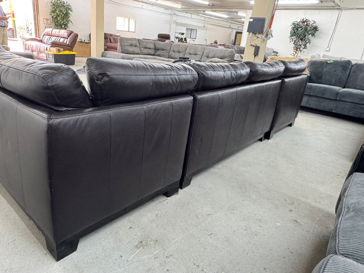 Dark Brown U Shape Leather Sectional Couch