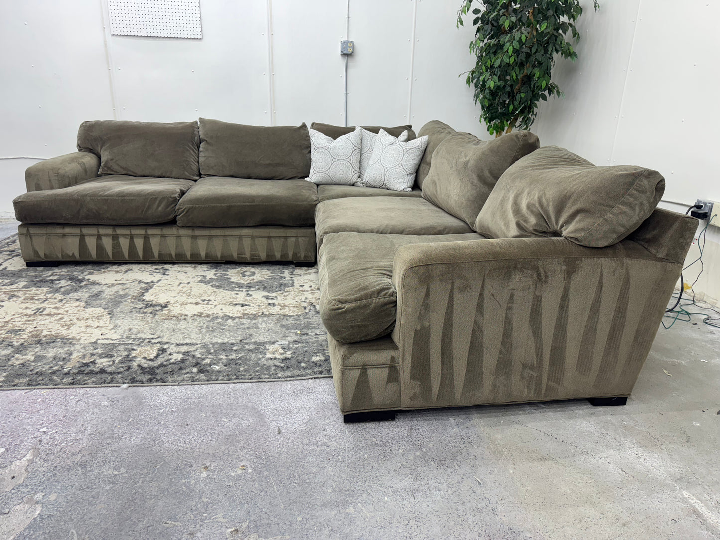 Gorgeous Taupe Deep-Seated Cindy Crawford Down-Filled Sectional Sofa