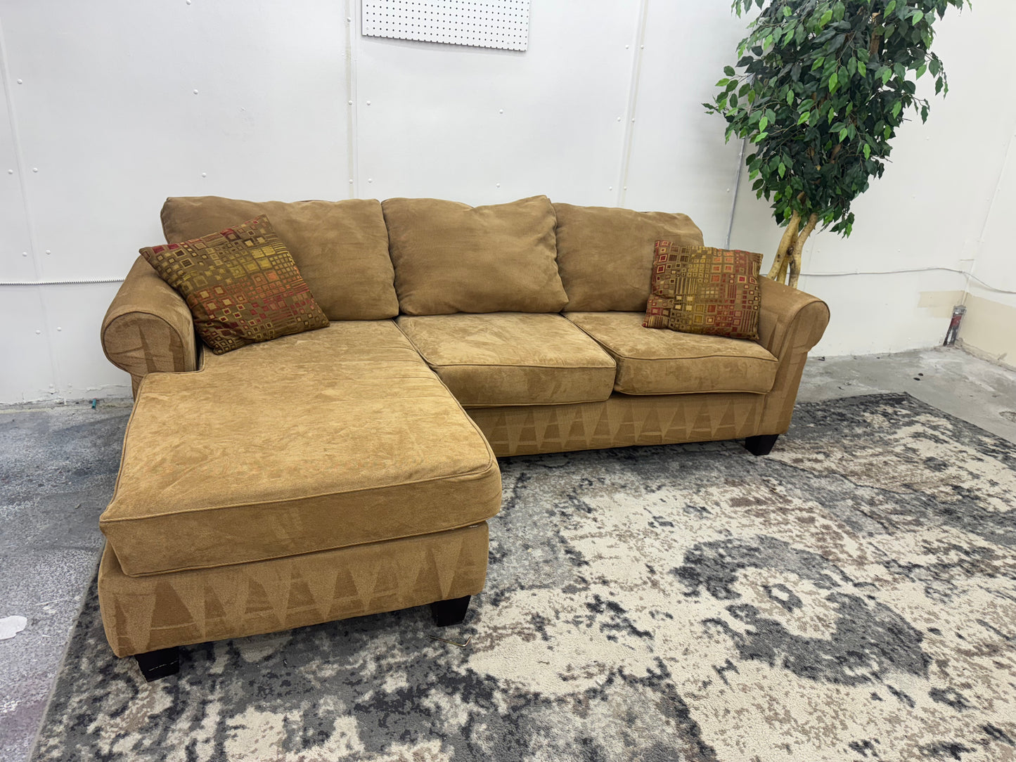 Tan Sectional Couch with Chaise